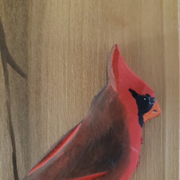 Jonathan Jones Wood Carvings Hand Carved Cardinal Bird Male Female Pair 2pc Vtg - Picture 11 of 16